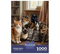 Puzzle Da 1000 Pezzi Per Adolescenti Group of Cats on A Rug Puzzle Antistress Giocattoli Regalo Per Donne È Ideale Come Regalo 70x50cm/1000pcs