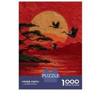 Puzzle da 1000 pezzi per adolescenti, gru che volano sopra l'acqua rossa, gioco di pensiero, allenamento della memoria, divertimento per la casa, 70 x 50 cm/1000 pezzi