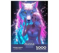 Puzzle Da 1000 Pezzi Per Adolescenti Guardian with Neon Wolf Puzzle Per Adulti Gioco Per Famiglie Antistress Regali Di Compleanno E Unici 70x50cm/1000pcs