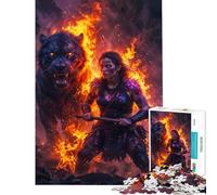 Puzzle da 1000 pezzi per adolescenti guerriera con bestia ideale per compleanni e Natale Migliora la memoria Gioco impossibile adatto a persone dai 14 anni in su (38x52cm)