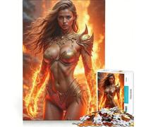 Puzzle da 1000 pezzi per adolescenti: Guerriera dorata con poteri di fuoco, gioco rilassante, sfida impegnativa, compleanno 50x75cm
