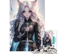 Puzzle da 1000 pezzi per adolescenti Guerriero dai capelli bianchi con spada Difficile e stimolante decorazione per la casa gioco rompicapo Adatto a persone dai 14 anni in su (38x52cm)