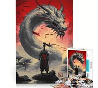 Puzzle da 1000 pezzi per adolescenti guerriero e drago gioco pratico giapponese sfida difficile collezione d'artista belle arti 50x75cm