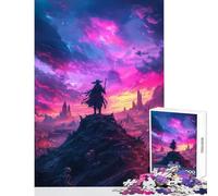 Puzzle da 1000 pezzi per adolescenti Guerriero in silhouette al tramonto Giocattolo educativo Regali di Babbo Natale segreto Gioco rompicapo Aiuta il cervello a esercitare Dimensioni 38x52cm