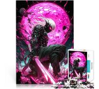 Puzzle da 1000 pezzi per adolescenti Guerriero oscuro con luna rosa Gioco rompicapo Ogni pezzo è unico - Gioco divertente e stimolante per tutta la famiglia 75x50cm