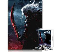 Puzzle da 1000 pezzi per adolescenti Guerriero oscuro con spada rossa luminosa Giocattolo Gioco intellettuale Migliora la memoria Regalo di compleanno Dimensioni 38x52cm