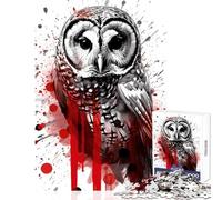 Puzzle da 1000 pezzi per adolescenti Gufo barrato dipinto a inchiostro Giocattoli antistress Regalo per compleanni Giochi rilassanti Ogni pezzo è unico - dimensioni 38x26cm