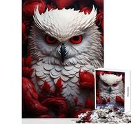 Puzzle da 1000 pezzi per adolescenti gufo bianco tra i fiori decorazione per la casa giocattoli ottimo regalo gioco educativo collezione di artisti belle arti dimensioni 50x75cm