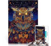 Puzzle da 1000 pezzi per adolescenti Gufo colorato per il giocattolo di sfida del gioco educativo con poster abbinato e foglio di quiz 75x50cm