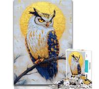 Puzzle da 1000 pezzi per adolescenti, Gufo d'oro, 1000 pezzi per adulti, antistress, sfida difficile, migliora l'amore tra coppie, 26x38cm