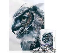 Puzzle da 1000 pezzi per adolescenti Gufo guardiano silenzioso Giocattolo educativo Regali di compleanno Gioco pratico con poster abbinato e foglio di quiz Dimensioni 50x75cm