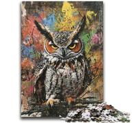 Puzzle da 1000 pezzi per adolescenti, gufo misterioso, antistress, sfida difficile, regalo per tutta la famiglia, 50x75cm
