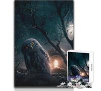 Puzzle da 1000 pezzi per adolescenti, gufo mistico alla luna piena, ideale per momenti di relax, giocattolo da gioco con fustella di precisione, dimensioni 38x52cm