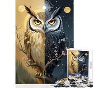 Puzzle da 1000 pezzi per adolescenti Gufo mistico della dualità giorno e notte Illustrazione fantasy di sole e luna Equilibrio Decorazione per la casa Giocattoli Regalo Compleanno Gioco pratico