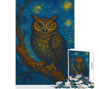 Puzzle da 1000 pezzi per adolescenti Gufo nella notte stellata Dipinto Decorazione per la casa Giocattoli Ottimi regali e giocattoli Gioco impossibile Difficile e stimolante (dimensioni 38x52cm)