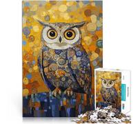 Puzzle da 1000 pezzi per adolescenti Gufo nello stile di Gustav Klimt Gioco rompicapo con pezzi completamente interconnessi di forma casuale 52x38cm