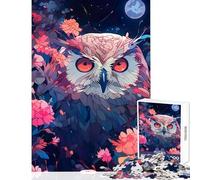 Puzzle da 1000 pezzi per adolescenti Gufo tra i fiori di notte Giocattoli fai da te Regali per donne Uomini Gioco pratico Migliora l'amore tra coppie Dimensioni 38x26cm