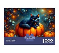 Puzzle Da 1000 Pezzi Per Adolescenti Halloween Black Cat with Pumpkins Puzzle Antistress Per Adolescenti Giocattoli Antistress Difficili Ottimo Regalo Per I Giocatori 52x38cm/1000pcs