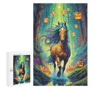 Puzzle da 1000 pezzi, per adolescenti, Halloween Horse nella foresta, 1 puzzle, per adulti, giochi di relax, un'opera d'arte per compleanno, Natale, 1000 pezzi