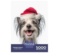 Puzzle Da 1000 Pezzi Per Adolescenti Happy Chinese Crested Dog with Santa Hat Puzzle Per Adulti Giocattoli Fai Da Te Decorazione Per La Casa Offerta Come Regalo Per Tutta La Famiglia 70x50cm/1000pcs