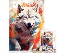 Puzzle da 1000 pezzi per adolescenti Happy White Wolf Giocattoli antistress Regali per donne Uomini Gioco educativo Sfida educativa Dimensioni 38x52cm