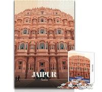 Puzzle da 1000 pezzi per adolescenti Hawa Mahal, Jaipur, India, illustrazione, gioco educativo per famiglie, migliora la memoria, regali di compleanno, dimensioni 38x52cm