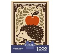 Puzzle Da 1000 Pezzi Per Adolescenti Hedgehog And Apple Illustration Puzzle Per Adulti Giochi Divertenti Decorazione Murale Riduzione Dello Stress Regali 70x50cm/1000pcs