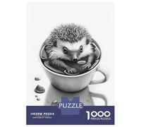 Puzzle Da 1000 Pezzi Per Adolescenti Hedgehog Coffe Puzzle Per Adulti Giochi Rilassanti Assemblaggio Di Modelli Regalo Di Compleanno, Regali, 52x38cm/1000pcs