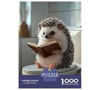 Puzzle Da 1000 Pezzi Per Adolescenti Hedgehog Reading A Book on Toilet Puzzle Per Adulti Gioco Per Famiglie Assemblaggio Di Modelli Regali Unici Per Compleanni E Occasioni Speciali 52x38cm/1000pcs