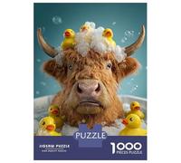 Puzzle Da 1000 Pezzi Per Adolescenti Highland Cow Bath Time with Ducks Puzzle Per Adulti Gioco Rompicapo Difficile Divertente Attività A Casa 70x50cm/1000pcs