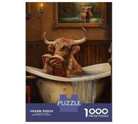Puzzle Da 1000 Pezzi Per Adolescenti Highland Cow Bathroom Book Puzzle Per Adolescenti Giocattolo Decorazione Da Parete Regali Per Donne Regalo Di Compleanno, Regali, 70x50cm/1000pcs