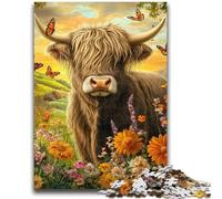 Puzzle da 1000 pezzi per adolescenti Highland Cow Family Fun Attività divertenti a casa, regalo di compleanno, regali di viaggio, per ragazzi dai 14 anni in su 50x75cm