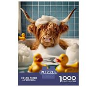 Puzzle Da 1000 Pezzi Per Adolescenti Highland Cow in The Bath Puzzle Per Adulti Gioco Pratico Regali Per Donne Interazione Genitore-figlio 70x50cm/1000pcs