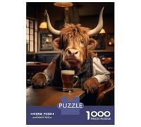 Puzzle Da 1000 Pezzi Per Adolescenti Highland Cow in The Tavern Puzzle Per Adulti Gioco Rompicapo Regalo Di Compleanno Aiuta Ad Allenare Il Cervello 70x50cm/1000pcs