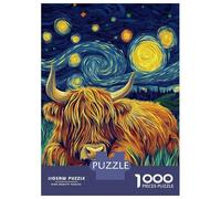 Puzzle Da 1000 Pezzi Per Adolescenti Highland Cow Under Starry Sky-1 Puzzle Per Adolescenti Gioco Per Famiglie Migliora La Memoria Regali Unici Per Compleanno E Natale 38x26cm/1000pcs