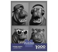 Puzzle Da 1000 Pezzi Per Adolescenti Hip Hippos in Monochrome Puzzle Per Adulti Gioco Pratico Sfida Difficile Regali Per Amici E Familiari 70x50cm/1000pcs