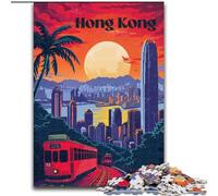 Puzzle da 1000 pezzi per adolescenti Hong Kong Sunset Glow, giocattoli, giochi educativi, antistress, interazione genitore-figlio, 50x75cm