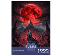 Puzzle Da 1000 Pezzi Per Adolescenti Howling Wolf Red Moon Puzzle Per Adulti Giochi Rilassanti Decorazione Perfetta Attività Divertenti A Casa 70x50cm/1000pcs