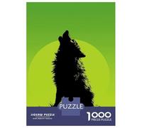 Puzzle Da 1000 Pezzi Per Adolescenti Howling Wolf Silhouette - Wild Nature on Green Puzzle Per Adulti Giochi Rilassanti Regalo Di Compleanno Regali Per Amici E Familiari 52x38cm/1000pcs