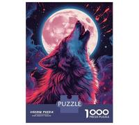 Puzzle Da 1000 Pezzi Per Adolescenti Howling Wolf Under Pink Moon Art Puzzle Per Adulti Giochi Divertenti Assemblaggio Di Modelli Regali Unici Per Compleanni 52x38cm/1000pcs