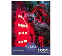 Puzzle Da 1000 Pezzi Per Adolescenti Hyena Portrait with Red Lighting Puzzle Per Adulti Gioco Per Famiglie Decorazione Perfetta Attività Divertenti A Casa 38x26cm/1000pcs