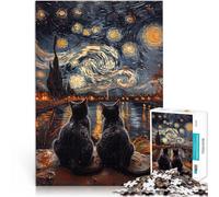 Puzzle da 1000 pezzi per adolescenti I gatti della notte stellata Analisi e logica Ogni pezzo è unico - Gioco divertente e stimolante per tutta la famiglia 75x50cm