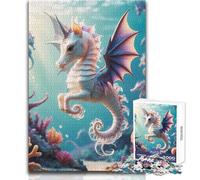 Puzzle da 1000 pezzi per adolescenti, ibrido unicorno e cavalluccio marino, gioco di sfida unico ma divertente e umoristico, opera d'arte regalo, dimensioni 38x26cm