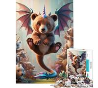 Puzzle da 1000 pezzi per adolescenti ibrido unicorno orso cucciolo con ali di drago sfida per l'intelligenza giocattolo avvincente giochi educativi difficile ottimo regalo (dimensioni 75x50cm)