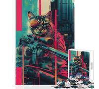 Puzzle da 1000 pezzi per adolescenti il gatto cecchino cyberpunk giocattoli antistress regalo divertente gioco pratico impegnativo da completare dimensioni 38x52cm