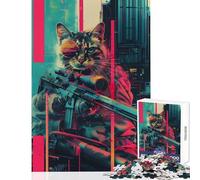 Puzzle da 1000 pezzi per adolescenti il gatto cecchino cyberpunk giocattoli antistress regalo divertente gioco pratico impegnativo da completare dimensioni 50x75cm