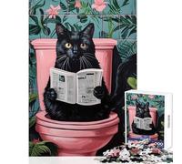 Puzzle da 1000 pezzi per adolescenti Il gatto va in bagno Giocattolo Decorazione da parete Regali per donne e uomini Gioco pratico Difficile da completare Dimensioni 50x75cm
