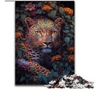 Puzzle da 1000 pezzi per adolescenti, Il leopardo fiorito, per età 14+, adatto per coppie, attività divertenti a casa, regalo di compleanno, regali da viaggio (dimensioni 26x38cm)