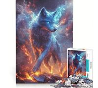 Puzzle da 1000 pezzi per adolescenti "Il lupo di fuoco e ghiaccio" giocattolo decorativo da parete per divertimento in famiglia per rafforzare l'amore tra le coppie 38x26cm