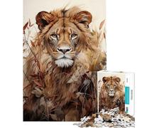 Puzzle da 1000 pezzi per adolescenti Il Re Leone d'Oro Puzzle per adulti Puzzle per divertimento in famiglia Gioco stimolante da completare Gioco divertente per tutta la famiglia 38x52cm